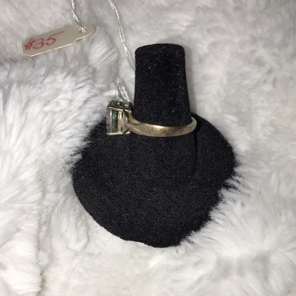 Genuine mystic topaz crystal set in sterling silver with whale tail bezel - Picture 3 of 4